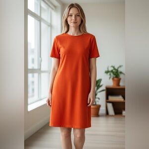 Zara Genuine Suede Orange Midi Dress